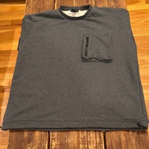 Forever 21 Short Sleeve Charcoal Gray Crewneck Sweatshirt with Zip Chest Pocket